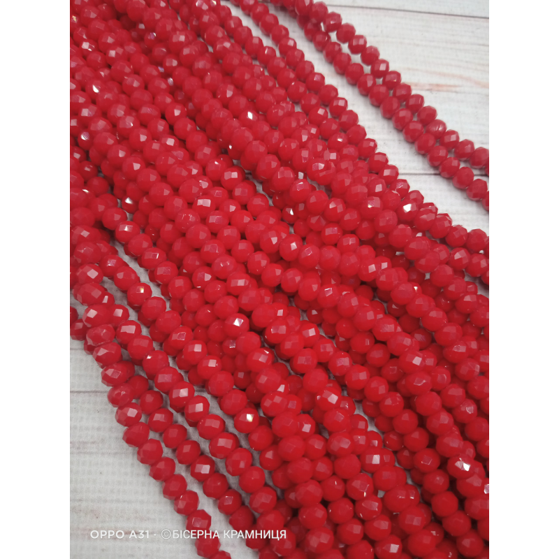 Ронделі, розмір 6*4 мм. Темно-червоні непрозорі