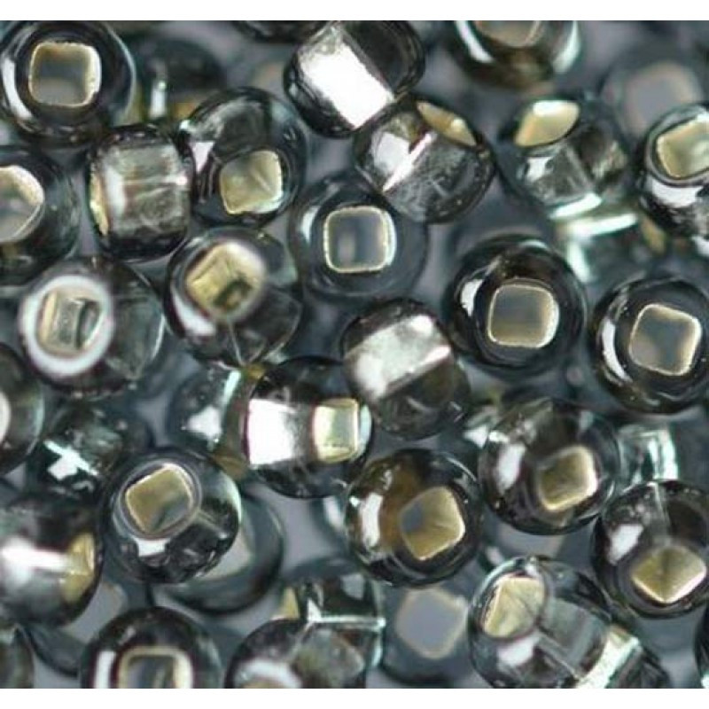 47010 кв бісер №10 Preciosa (Чехія) 5 грамів. Блискучий із квадратною срібною серединкою