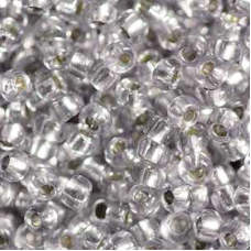 68108 бісер №10 Preciosa (Чехія) 5 грамів. Прозорий з срібною серединкою