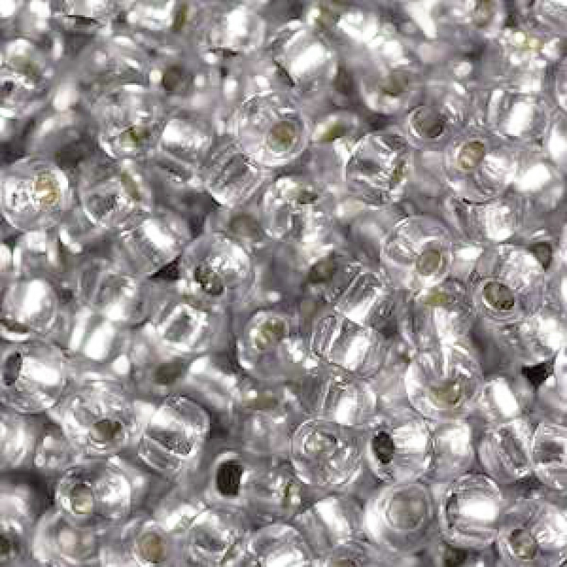 68108 бісер №10 Preciosa (Чехія) 5 грамів. Прозорий з срібною серединкою