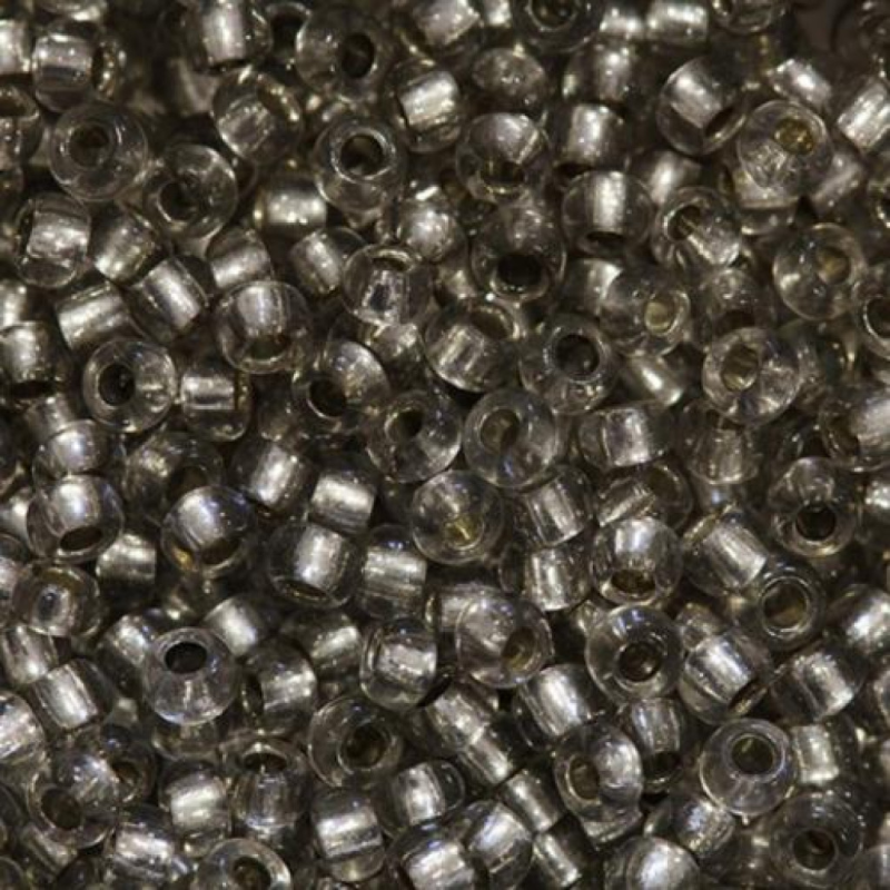 78141 бісер №10 Preciosa (Чехія) 5 грамів. Прозорий з срібною серединкою