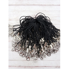 Чорний шнурок із карабіном для телефона, брелока