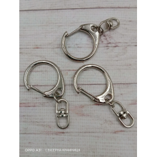 Основа для брелока Карабін з ланцюжком, колір срібла. Довжина карабіна 30 мм