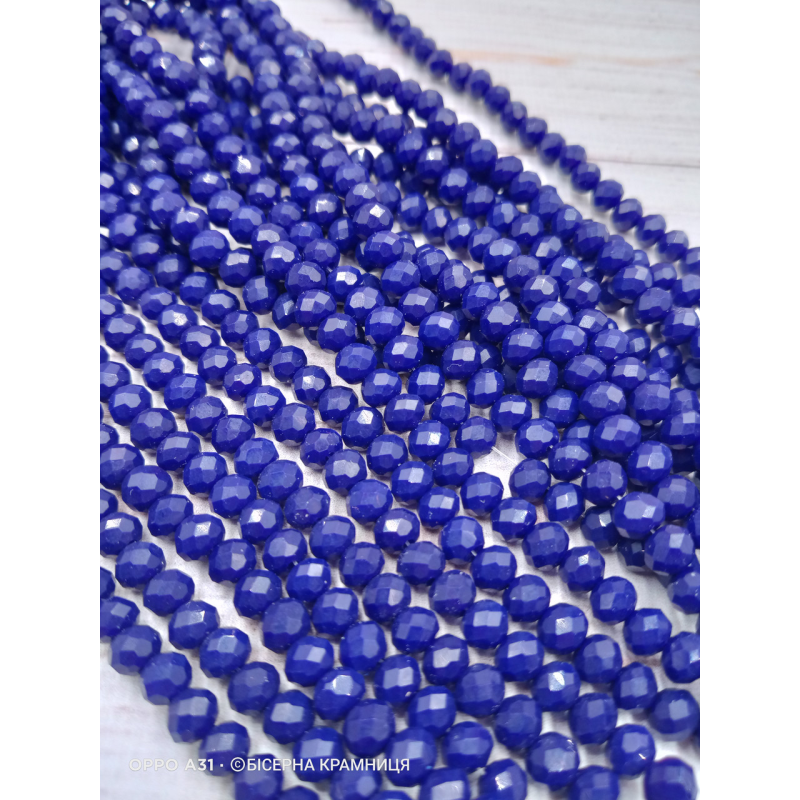 Ронделі, розмір 6*4 мм. Темно-сині непрозорі