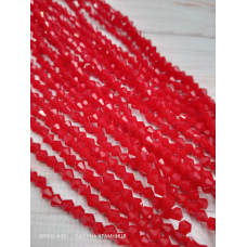 Біконус, розмір 4*4 мм. Яскравий червоний непрозорий