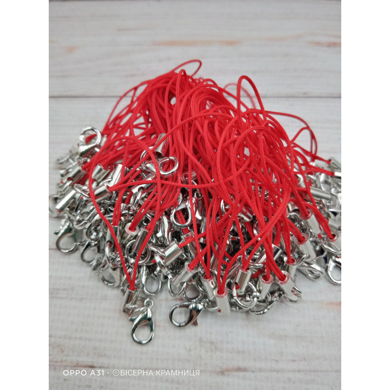 Червоний шнурок з карабіном для телефону, брелока Червоний шнурок з карабіном для телефону, брелока