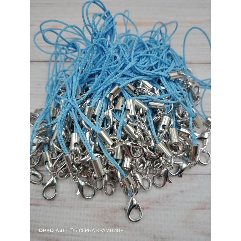 Блакитний шнурок з карабіном для телефону, брелока Блакитний шнурок з карабіном для телефону, брелока