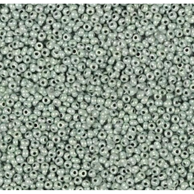 46055-10/0 Бісер Чехія (перламутровий люкс, сіро-зелена димка), упаковка 50 грамів