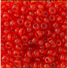 90050кв-10/0 Бісер Чехія (прозорий, червоний яскравий, квадратна серединка), упаковка 50 грамів