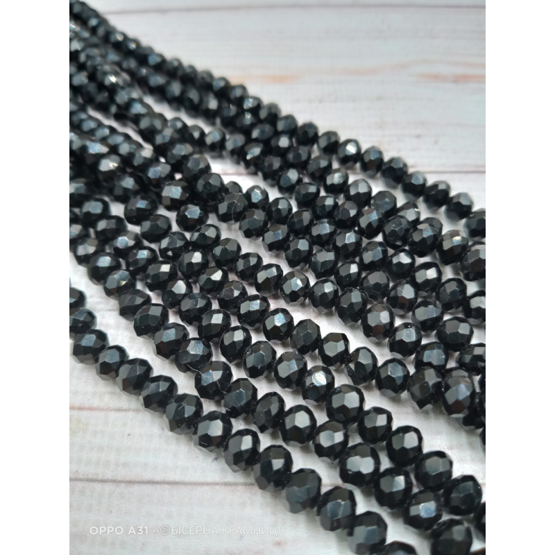 Ронделі, розмір 6*4 мм. Чорні непрозорі