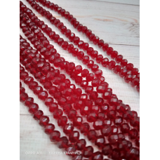 Ронделі, розмір 6*4 мм. Темно-червоні прозорі