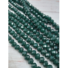 Ронделі, розмір 6*4 мм. Темно-зелені непрозорі