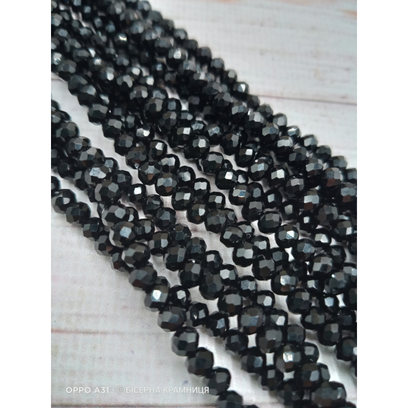 Ронделі, розмір 4*3 мм. Чорні непрозорі