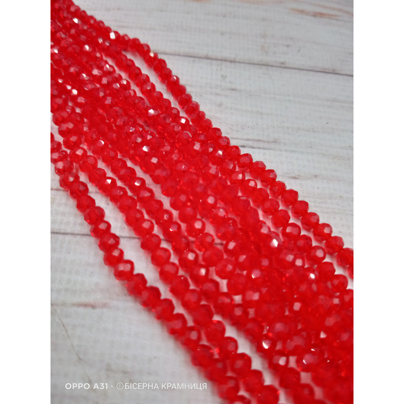 Ронделі, розмір 4*3 мм. Світлі червоні прозорі