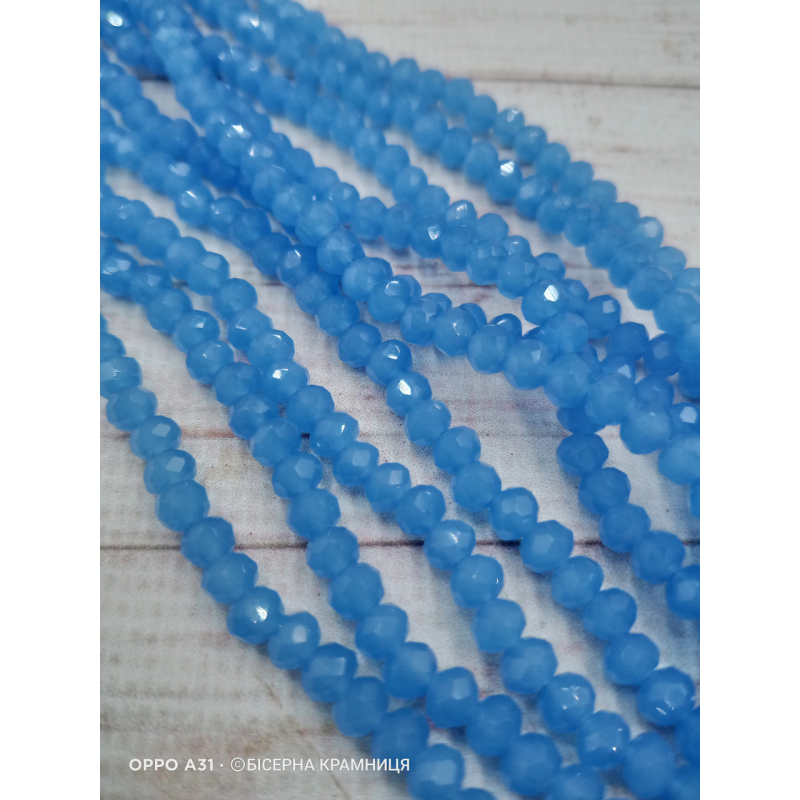 Ронделі, розмір 4*3 мм. Волошкові напівпрозорі