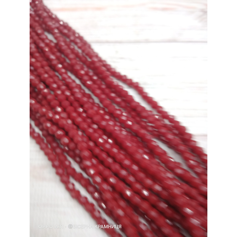 Ронделі, розмір 4*3 мм. Стигла вишня, непрозорі 