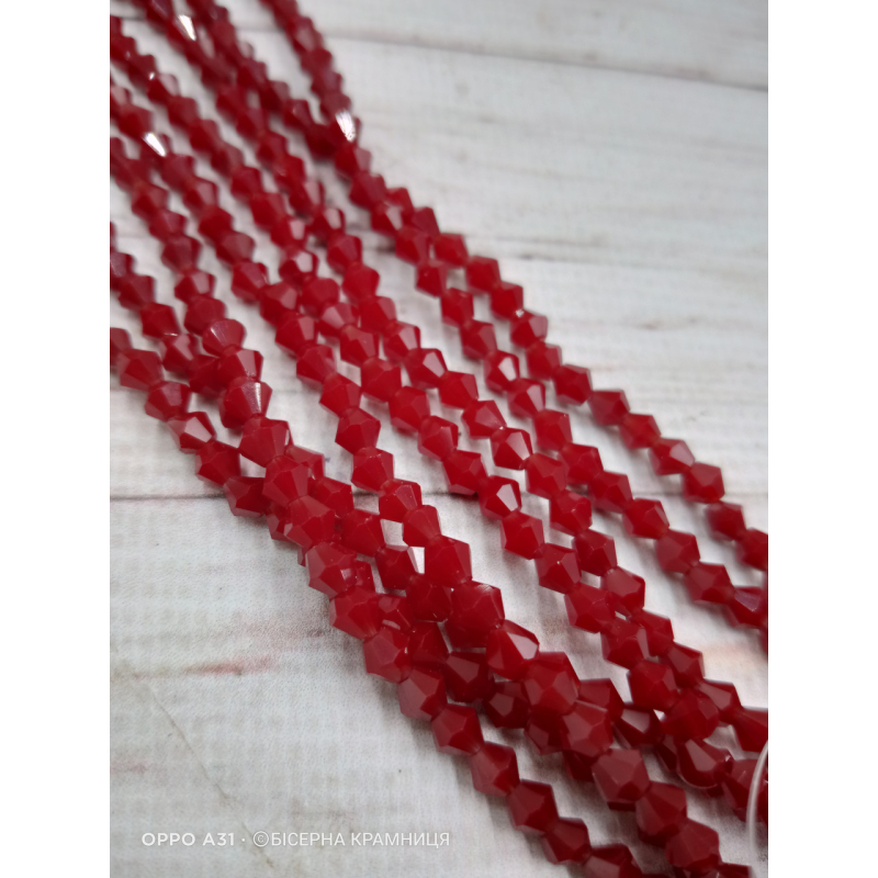 Біконус, розмір 4*4 мм. Бордовий непрозорий Біконус, розмір 4*4 мм. Бордовий непрозорий