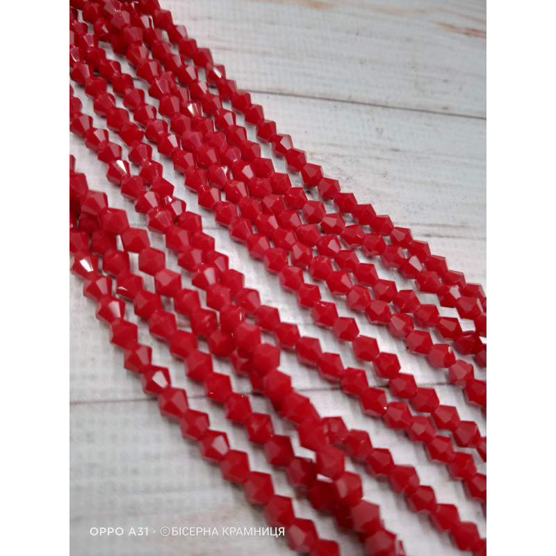 Біконус, розмір 4*4 мм. Стигла вишня, непрозорі