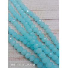 Ронделі, розмір 4*3 мм. Світлий аквамарин, напівпрозорі