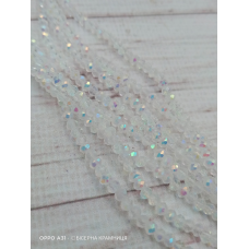 Ронделі, розмір  3*2 мм. Прозорі з райдужним напиленням