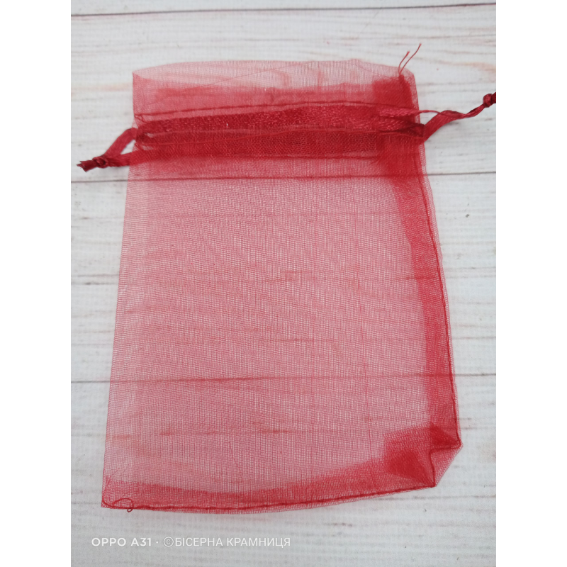 Подарунковий мішечок з бордової органзи, 9*11 см Подарунковий мішечок з бордової органзи, 9*11 см