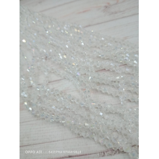 Біконус, розмір 4*4 мм. Прозорий із райдужним покриттям