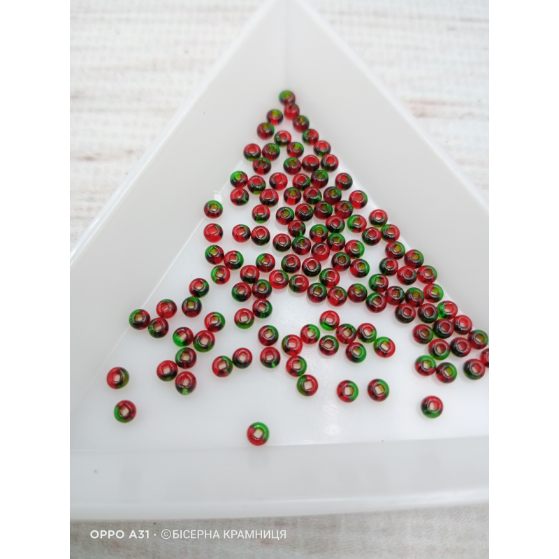 52797 бісер No10 Preciosa (Чехія) 5 грамів. Прозорий двоколірний