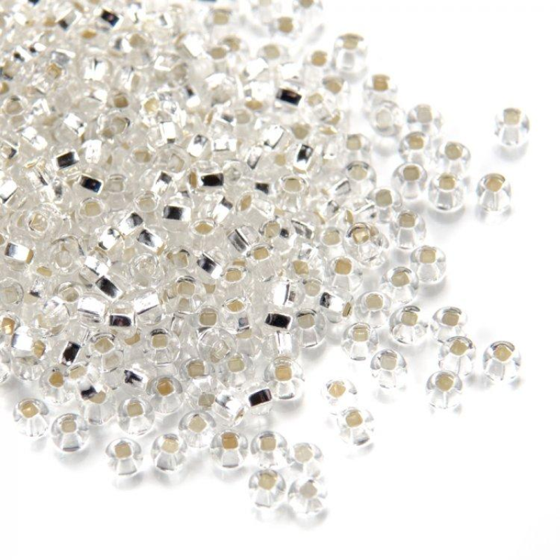 461-10/0-78102 Бісер Чехія (блискучий з квадратною серединкою, срібний), упаковка 50 грамів