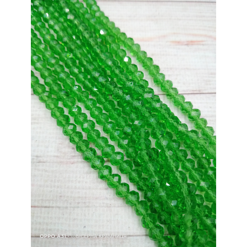 Ронделі, розмір 6*4 мм. Прозорі світло-зелені
