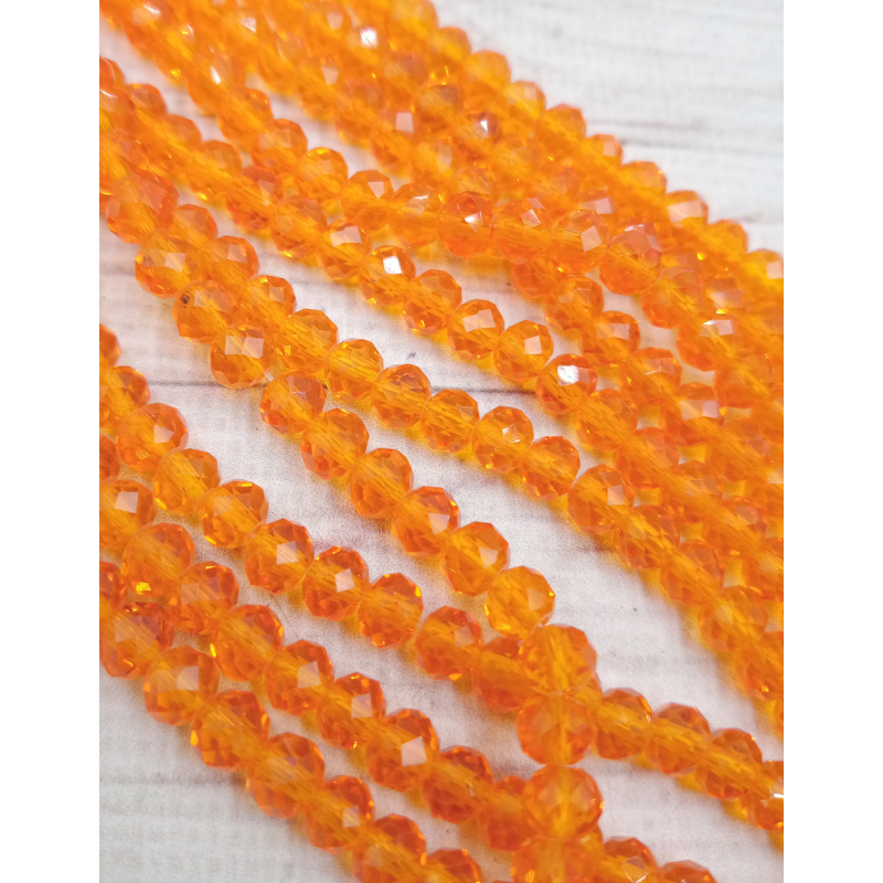 Ронделі, розмір 6*4 мм. Прозорі помаранчеві