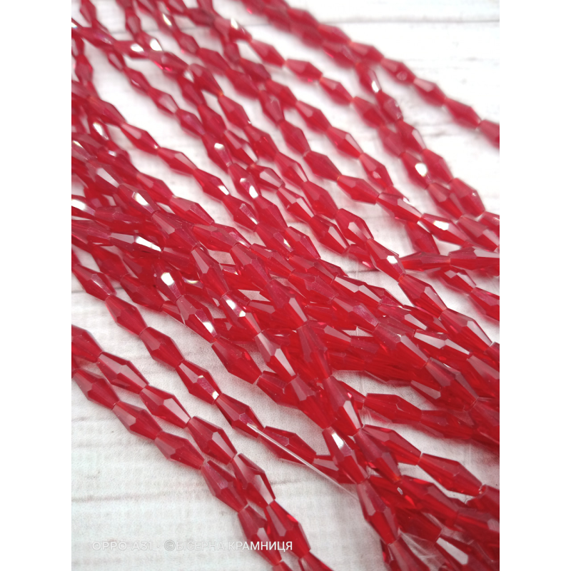 Біконус, розмір 4*8 мм. Прозорі червоні