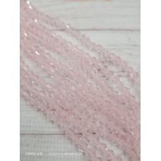 Біконус, розмір 4*4 мм. Прозорий ніжно-рожевий