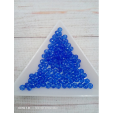 Ронделі, розмір 4*3 мм. Прозорі темно-блакитні