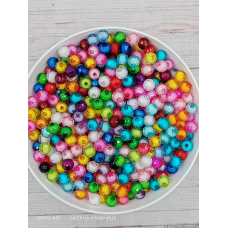 Мікс акрилових намистин Куля Гранована з білою намистиною всередині, 8 мм, 250 грамів