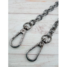 Металевий ланцюжок для сумки з карабіном, довжина 120 см. Колір чорний