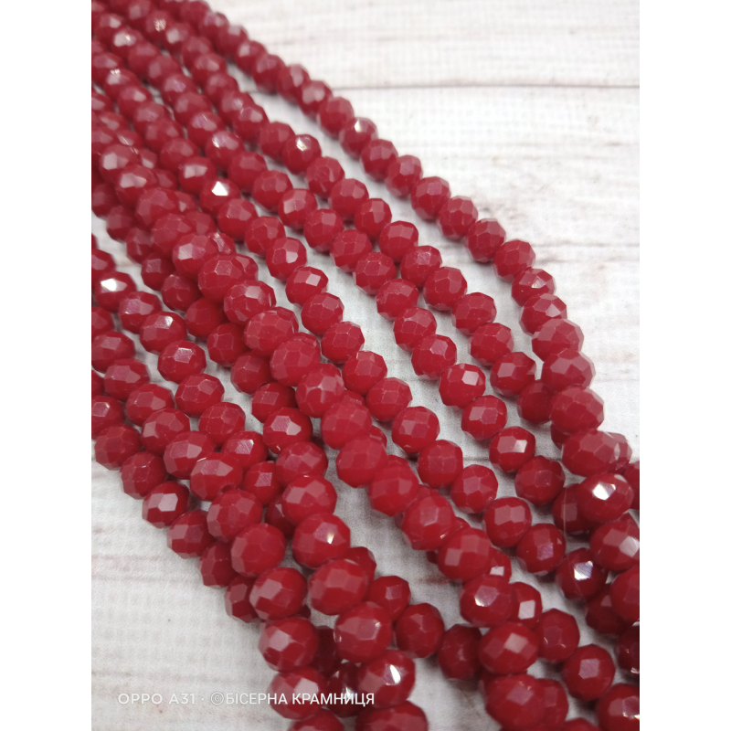 Ронделі, розмір 6*4 мм. Бордові непрозорі Ронделі, розмір 6*4 мм. Бордові непрозорі