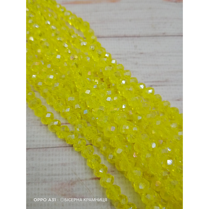 Ронделі, розмір 6*4 мм. Лимонні прозорі