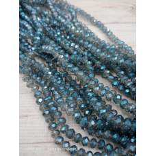 Ронделі, розмір 6*4 мм. Сірі прозорі з райдужним напиленням