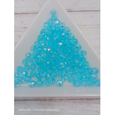 Ронделі, розмір 4*3 мм. Аквамаринові прозорі