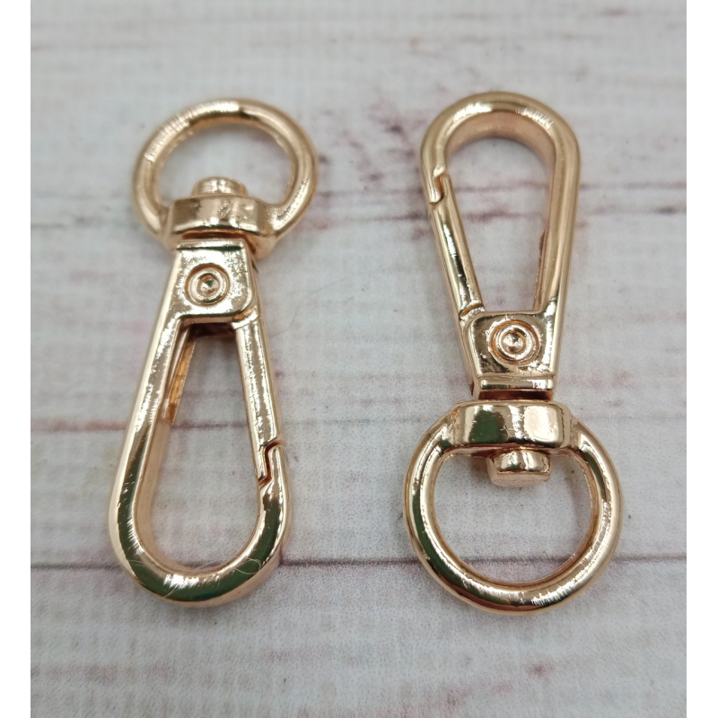 Пара карабінів для сумки, довжина 40 мм, колір натурального золота