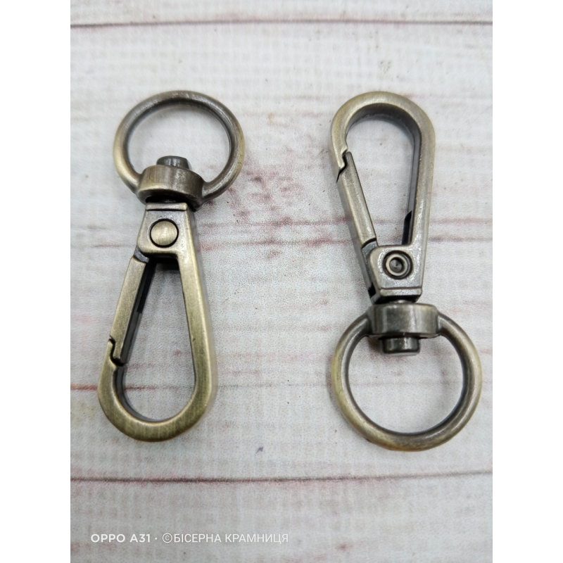 Пара карабінів для сумки, длина 40 мм, колір бронзи