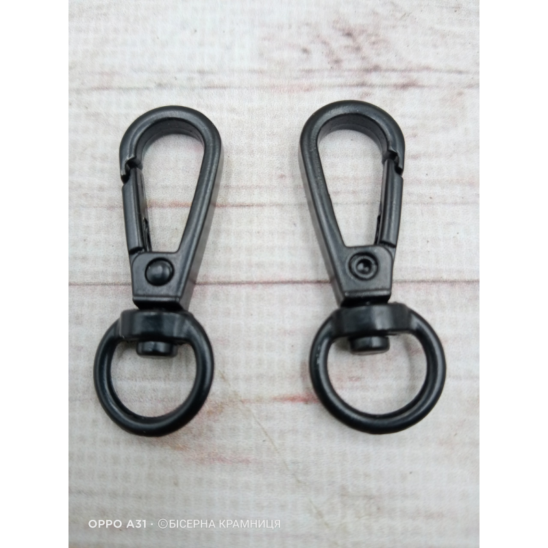 Пара карабінів для сумки, длина 40 мм, чорний матовий