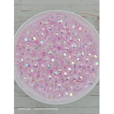 Прозорі райдужні світло-рожеві акрилові намистини Куля Гранована, 10 мм, 250 грамів