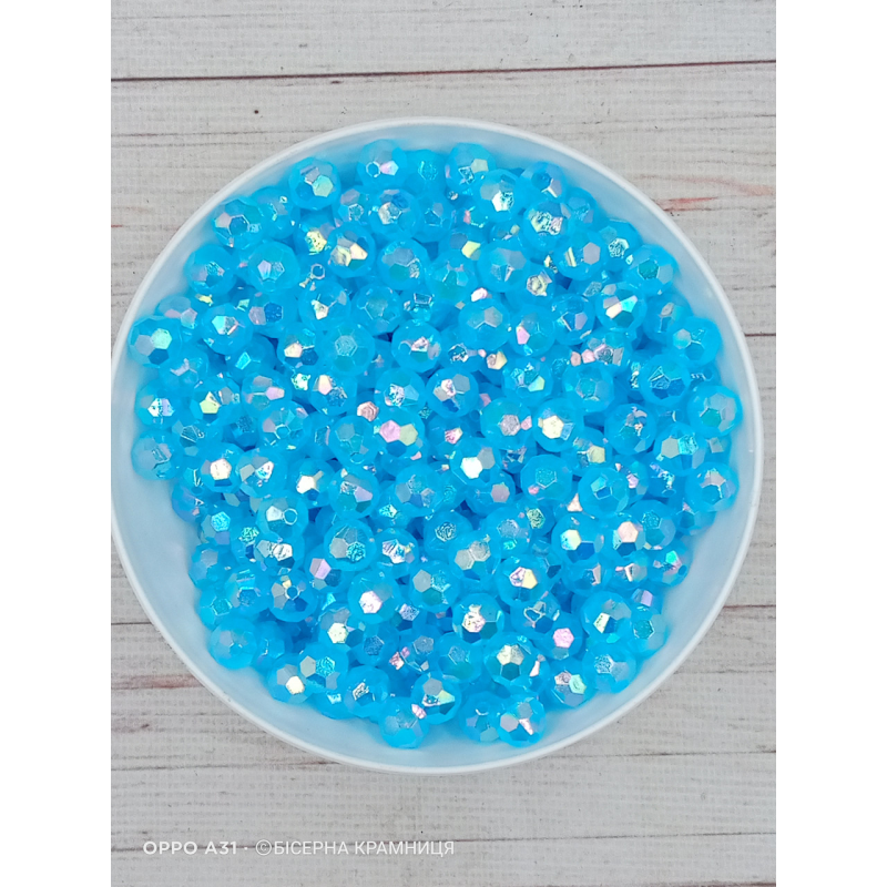 Прозорі райдужні блакитні акрилові намистини Куля Гранована, 10 мм, 250 грамів Прозорі райдужні блакитні акрилові намистини Куля Гранована, 10 мм, 250 грамів