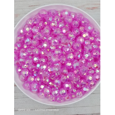 Прозорі райдужні рожеві акрилові намистини Куля Гранована, 10 мм, 250 грамів