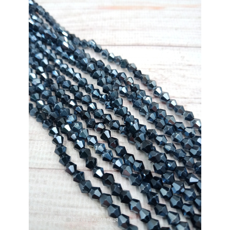 Біконус, розмір 4*4 мм. Гематитовий