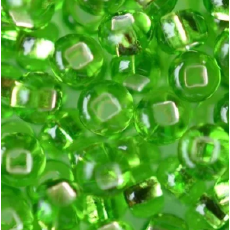480-10/0-57430 Бісер Чехія (блискучий з квадратною серединкою, зелений яблучний), упаковка 50 грамів