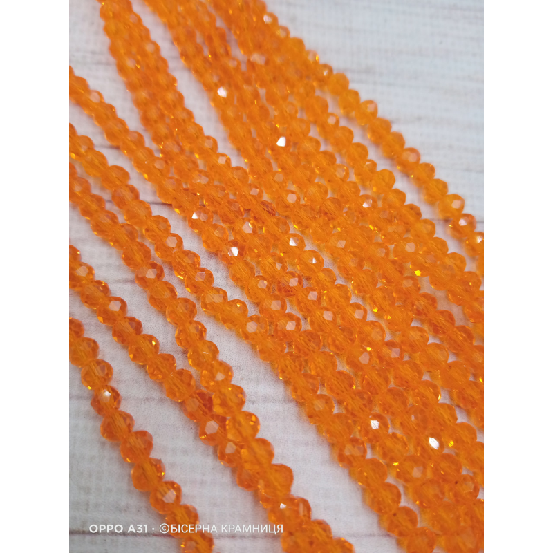 Ронделі, розмір 4*3 мм. Помаранчевий прозорий