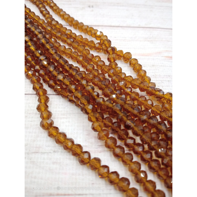 Ронделі, розмір 6*4 мм. Коричнево-медові прозорі