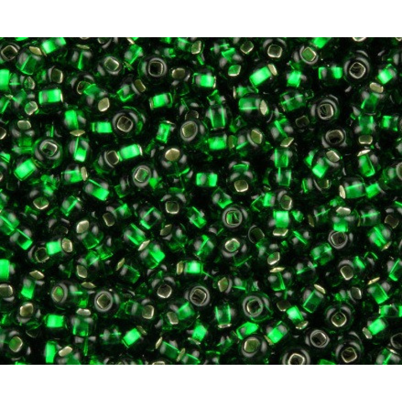 483-10/0-57060 Бісер Чехія (блискучий з квадратною серединкою, зелений насичений), упаковка 50 грамів